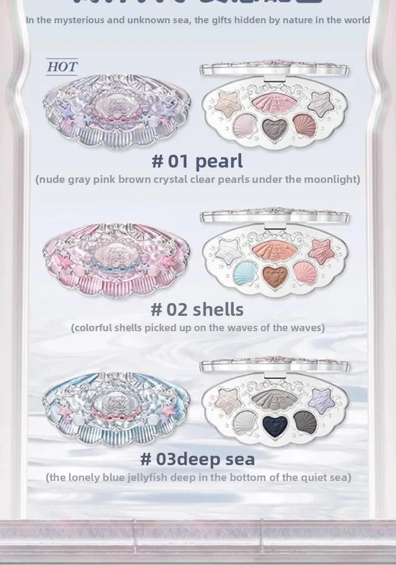 Тени для век Flower Knows Shell Pearl Eyeshadow Palette, 6 цветов, матовые и перламутровые, 02 Shell — фото 4