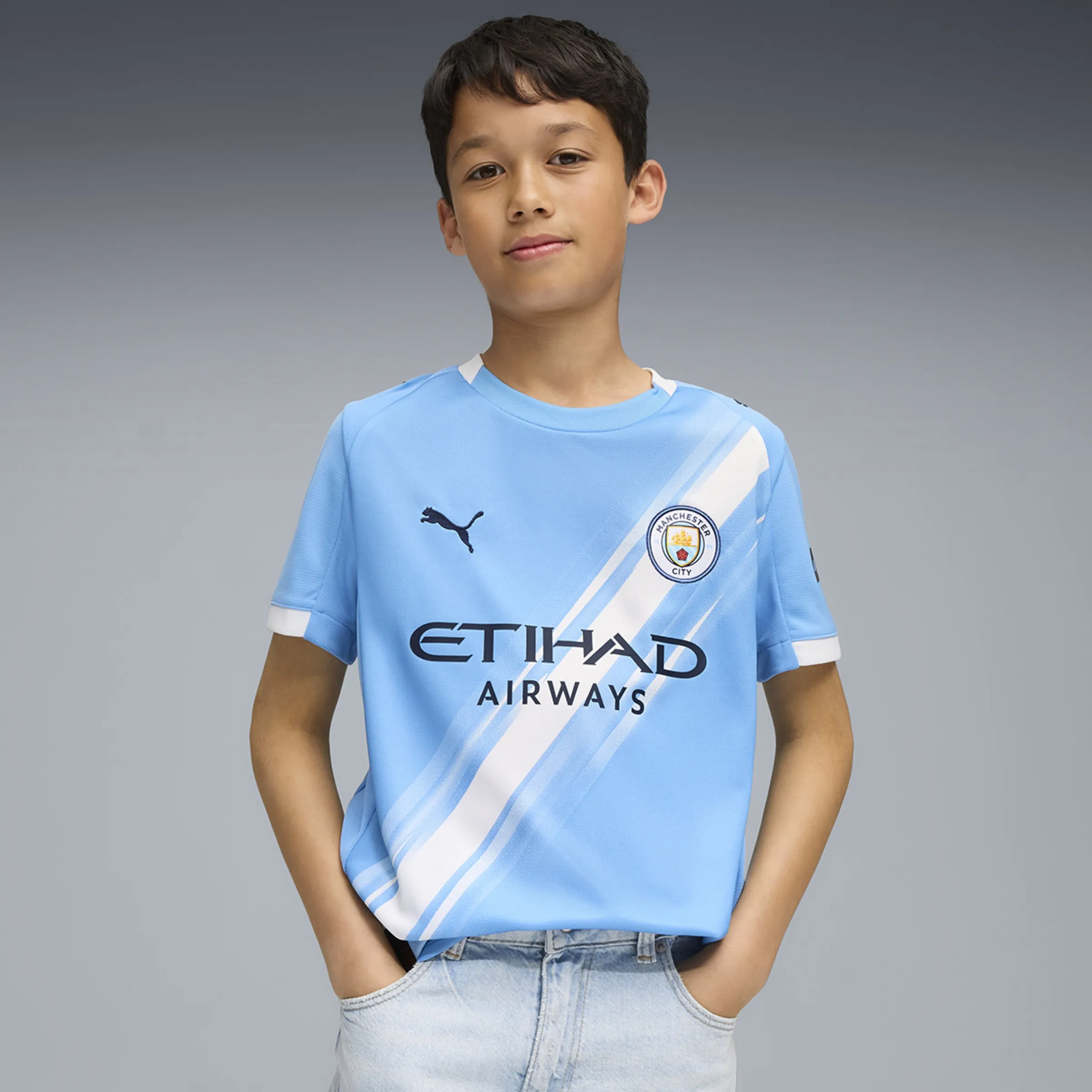 

Футболка мужская MCFC домашняя форма реплика Jr Puma, синий