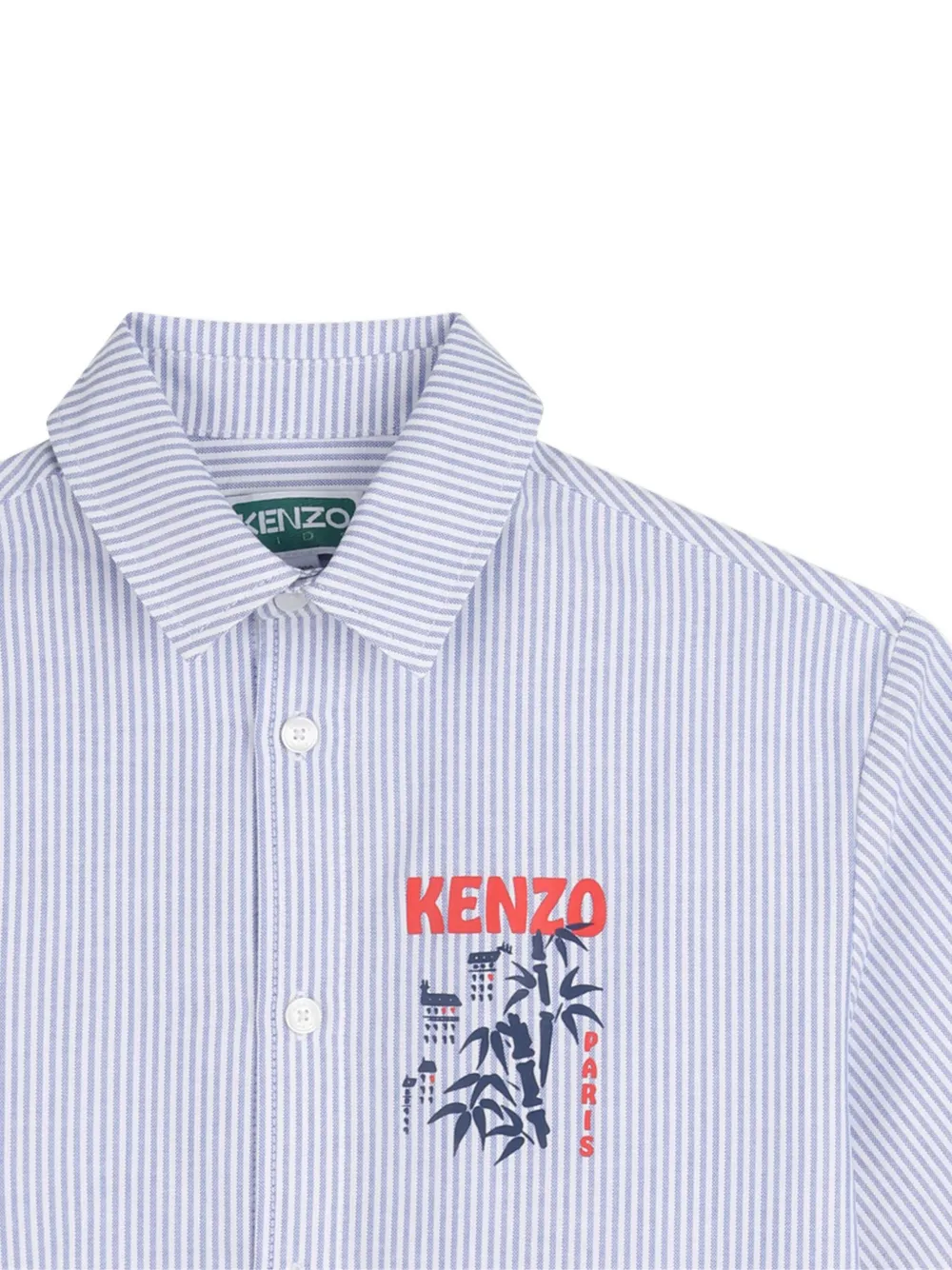 Полосатая рубашка с логотипом Kenzo Kids, синий — фото 3