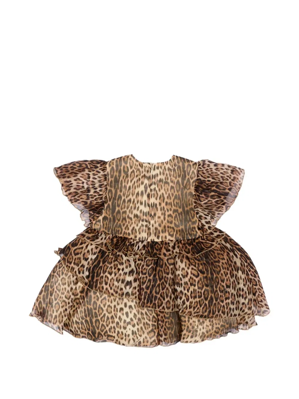 Платье с оборками и леопардовым принтом Roberto Cavalli Junior, бежевый — фото 2