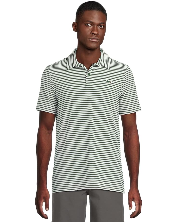 

Рубашка поло Lacoste Ultra Dry Anti-uv Striped Golf Polo Shirt, цвет Green/White