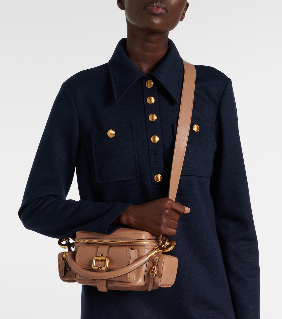 Маленькая кожаная сумка через плечо для камеры Chloé, Woodrose — фото 2