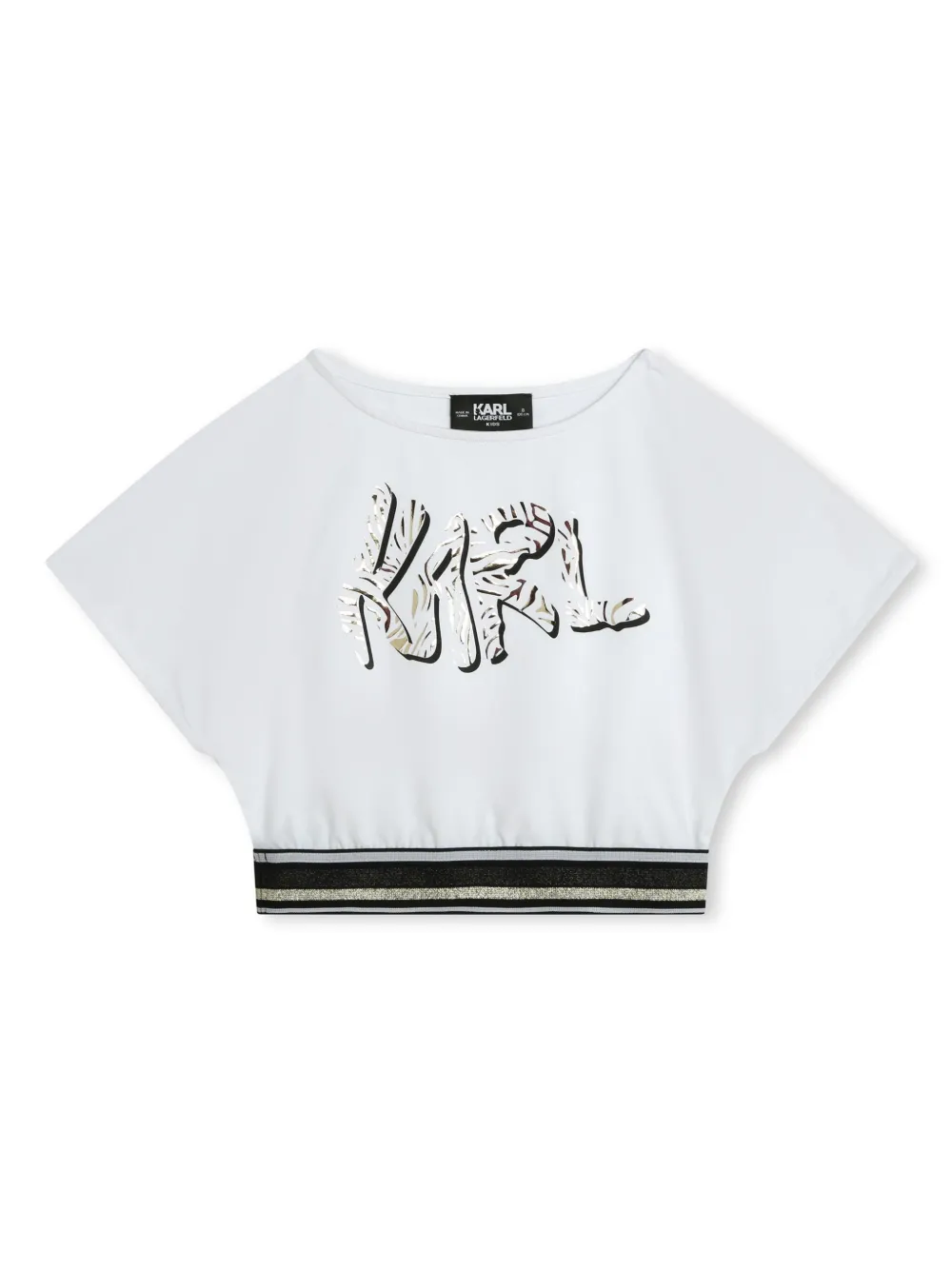 

Футболка с логотипом и блестками Karl Lagerfeld Kids, белый