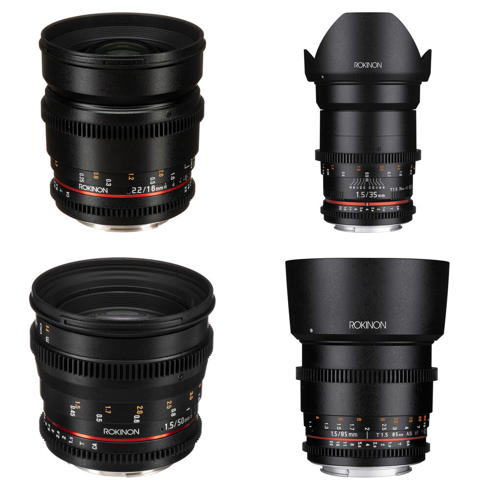 

Комплект объективов Rokinon Cine DS 16, 35, 50, 85 мм для крепления Canon EF
