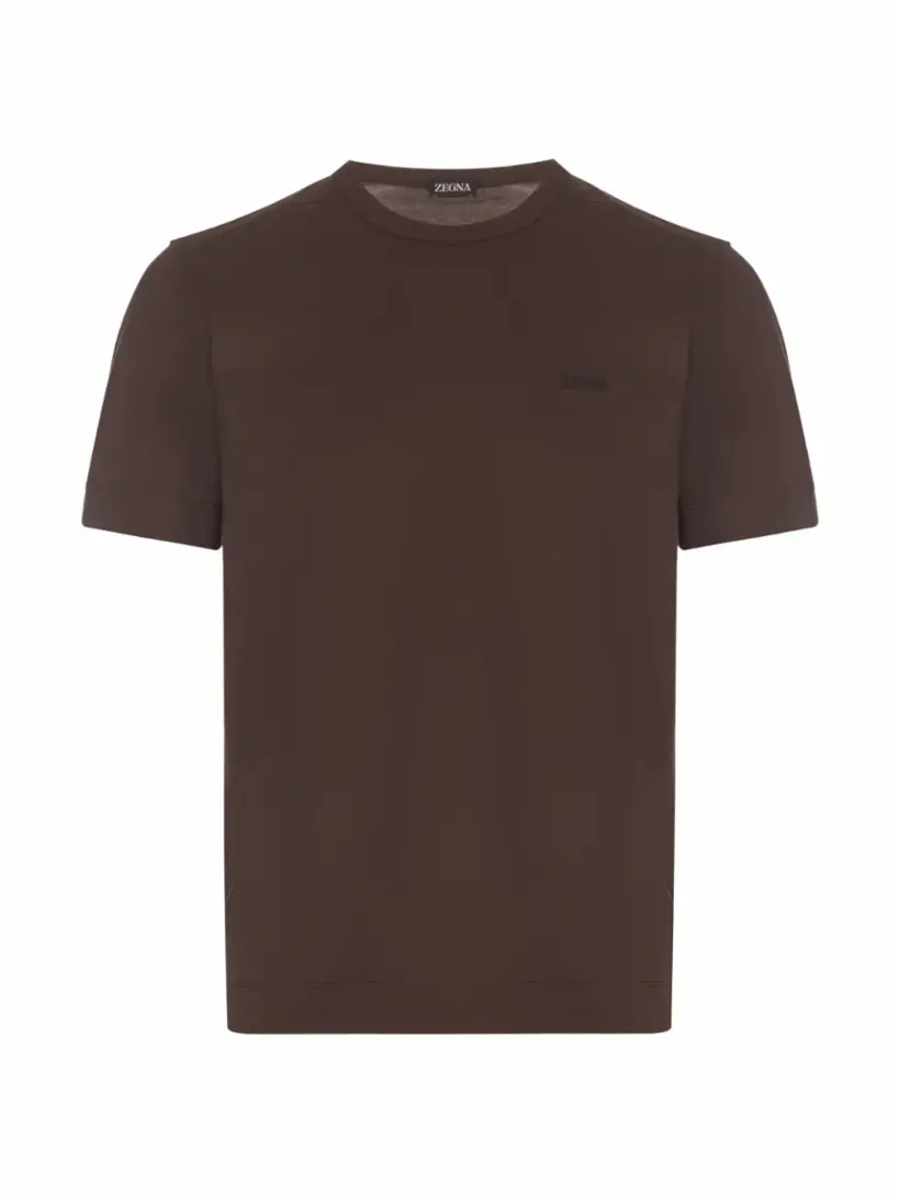 

Хлопковая футболка с логотипом Zegna, коричневый