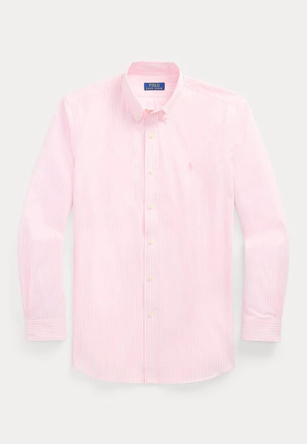 Рубашка из полосатого эластичного поплина, сшитая на заказ. Polo Ralph Lauren, Caramel Pink/White — фото 4