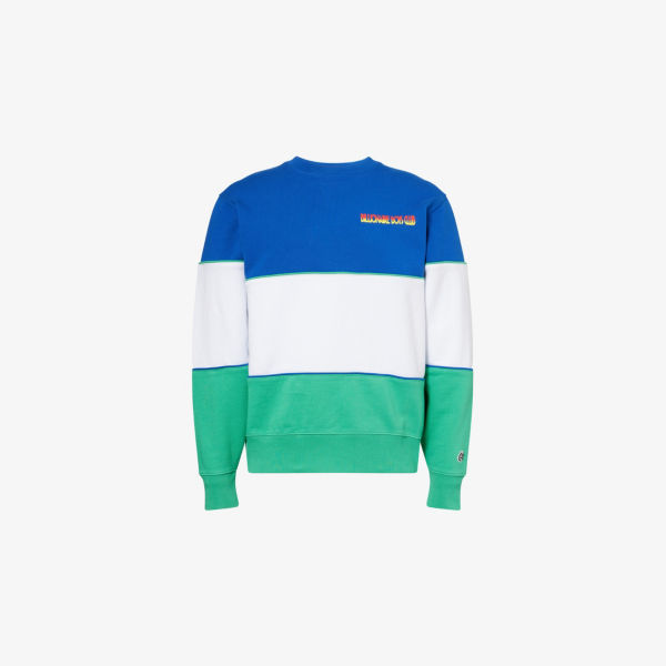 

Great wave colour-block cotton-jersey sweatshirt Billionaire Boys Club, синий