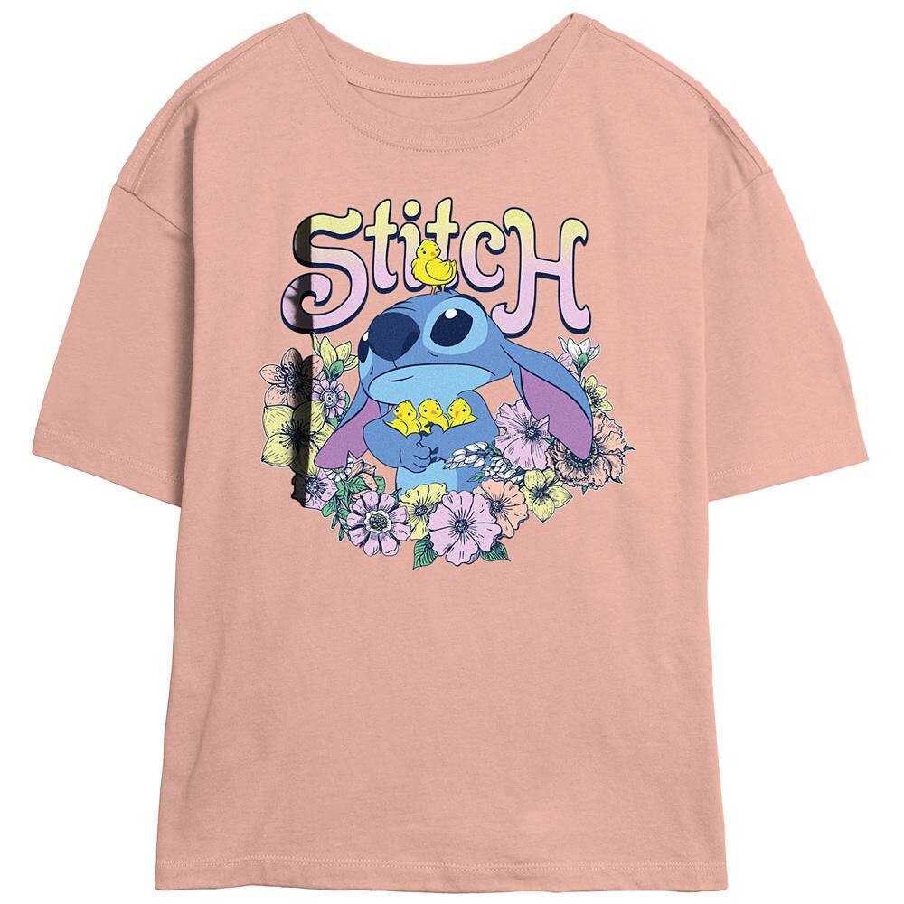 

Футболка с изображением скиммера Disney's Lilo & Stitch Duckling Holding Stitch Junior's, цвет Blush