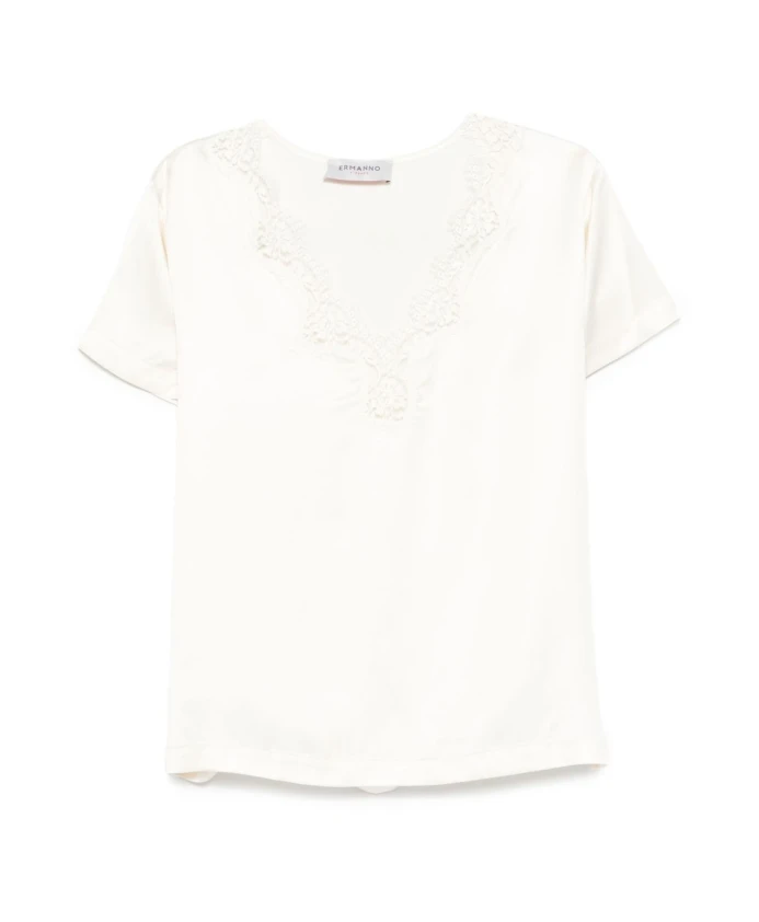 

Бежевые футболки и поло из шелка и нейлона Ermanno Scervino, бежевый