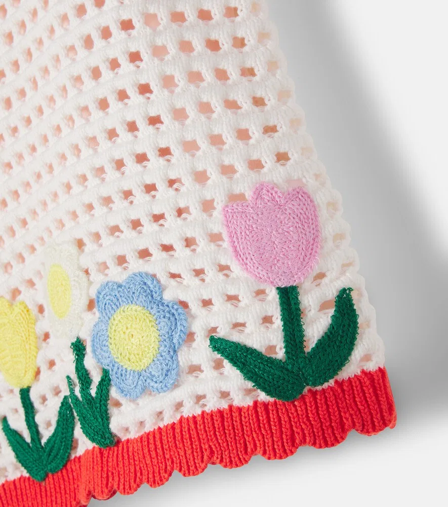 Вышитая вязаная хлопковая майка Stella McCartney Kids, мультиколор — фото 3