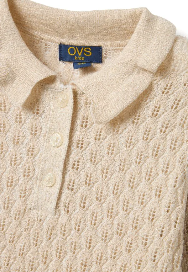 Поло-Рубашка стандартного кроя с перфорацией. Ovs, Beige Marl — фото 3