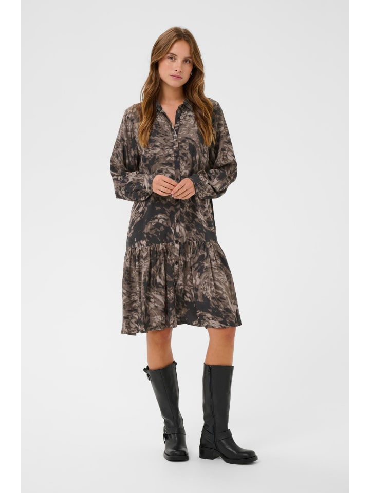 

Kaffe Платье KAjamie свободного кроя, коричневое, с графическим принтом