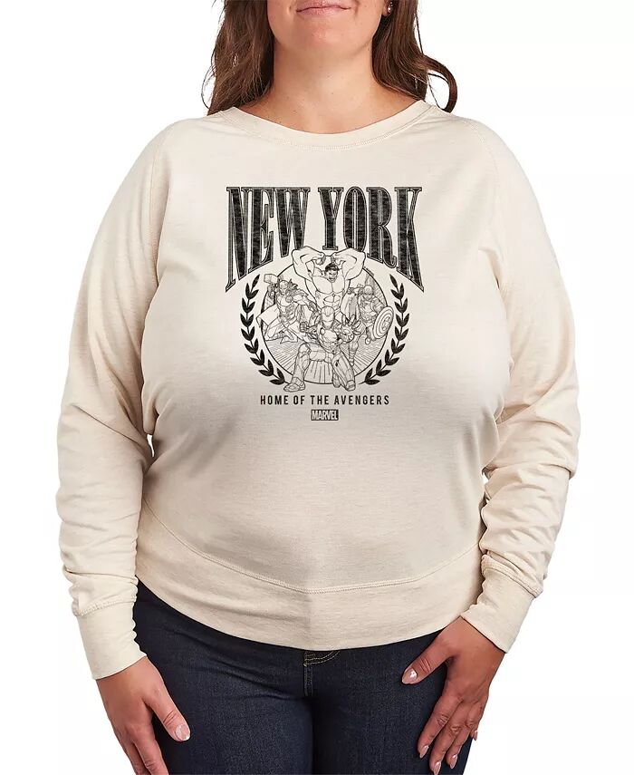 

Футболка-пуловер с принтом Avengers New York Plus Size Hybrid Apparel, коричневый/бежевый