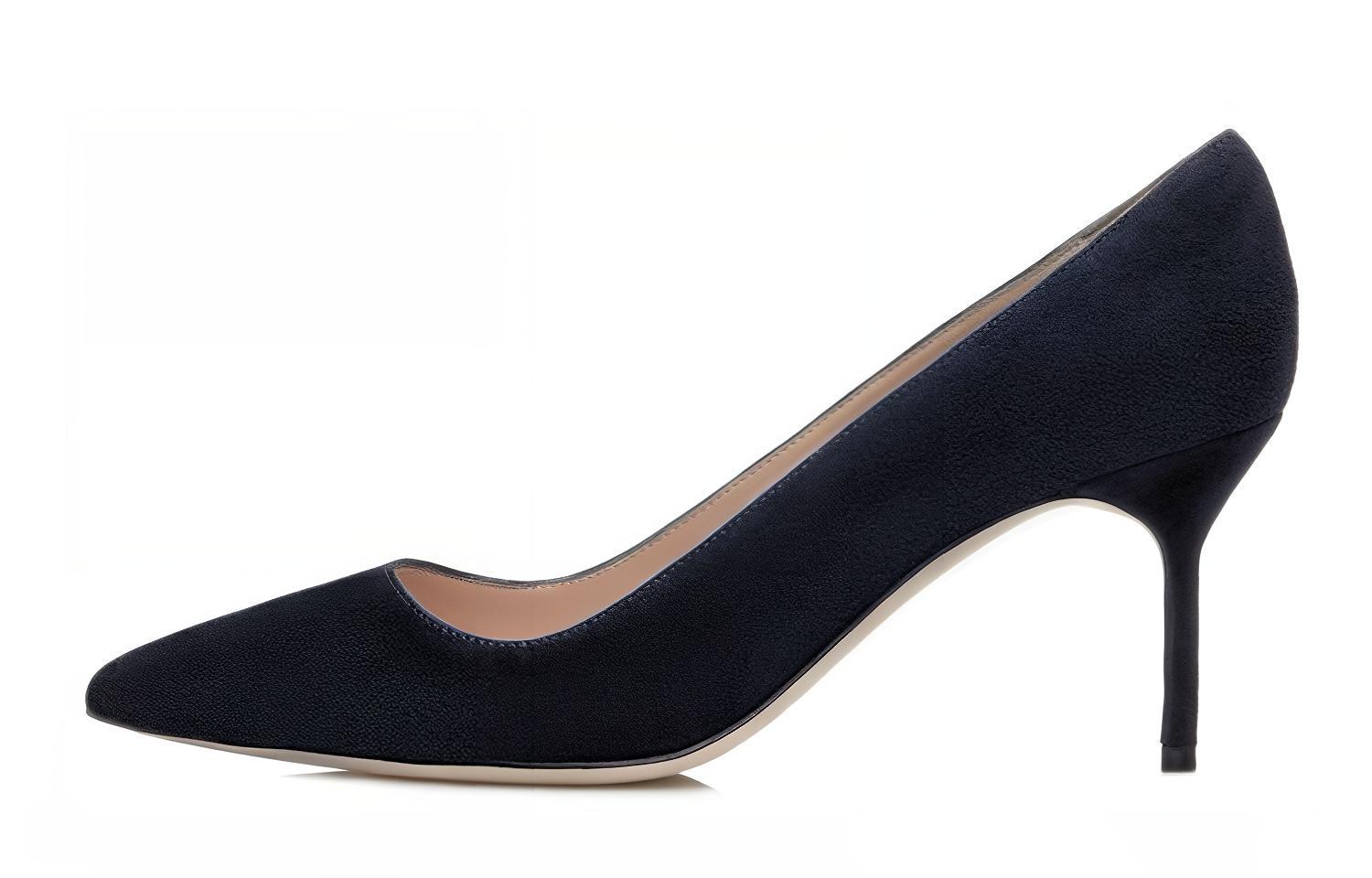 MANOLO BLAHNIK Туфли на тонком каблуке высотой 7 см, женские, темно-синие