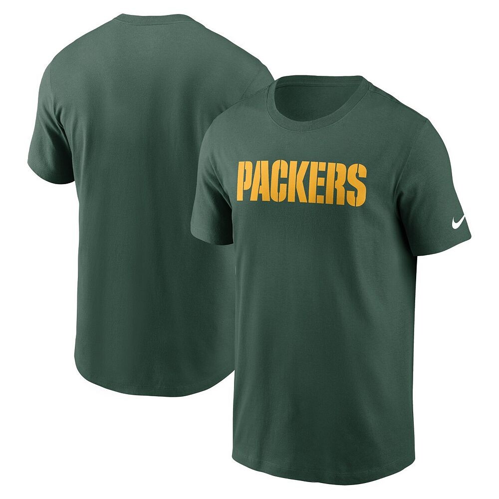 Мужская футболка Nike Green Green Bay Packers Primetime Wordmark Essential, цвет Pkr Green — фото 2