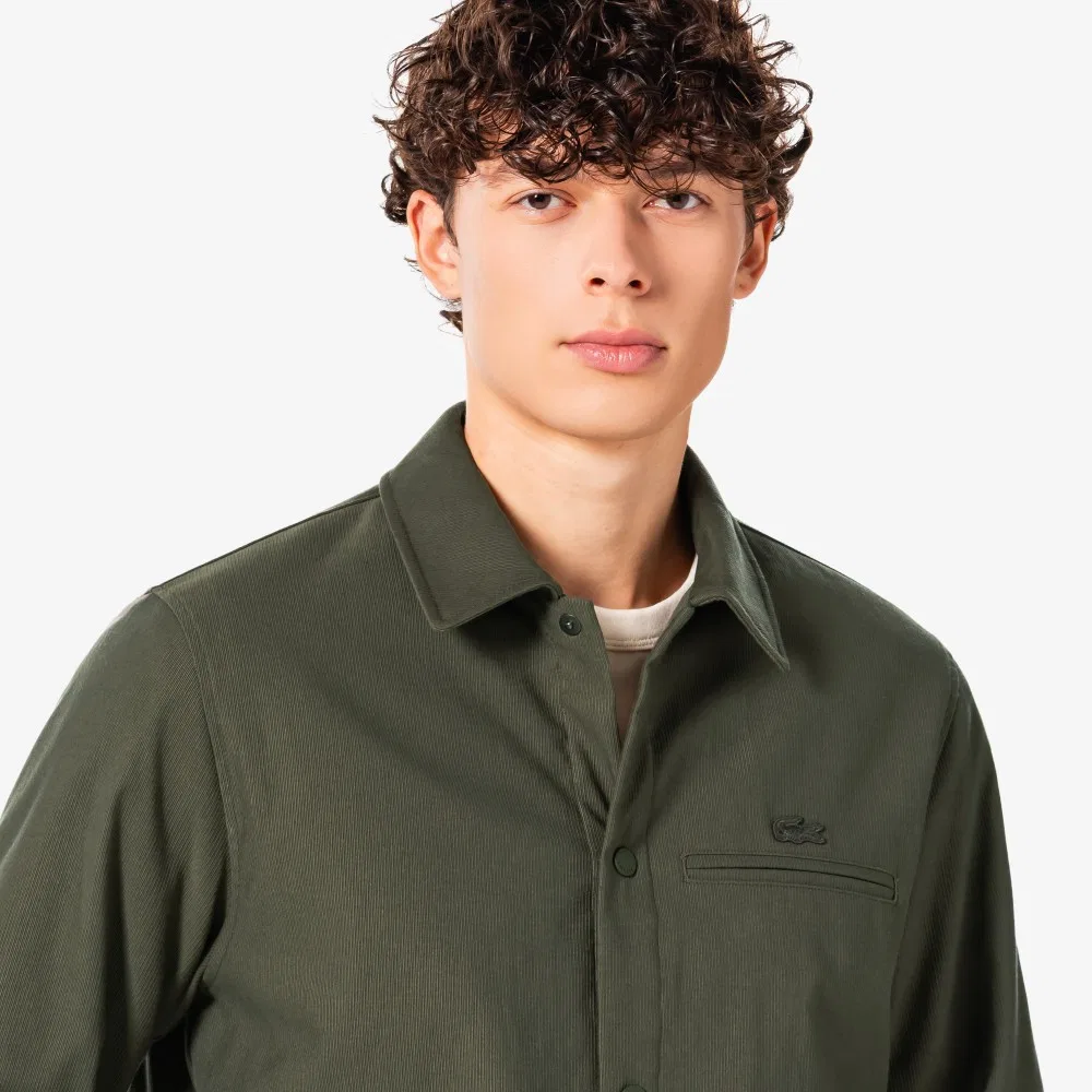 Мужская вельветовая куртка-рубашка тёмно-хаки от Lacoste — фото 2