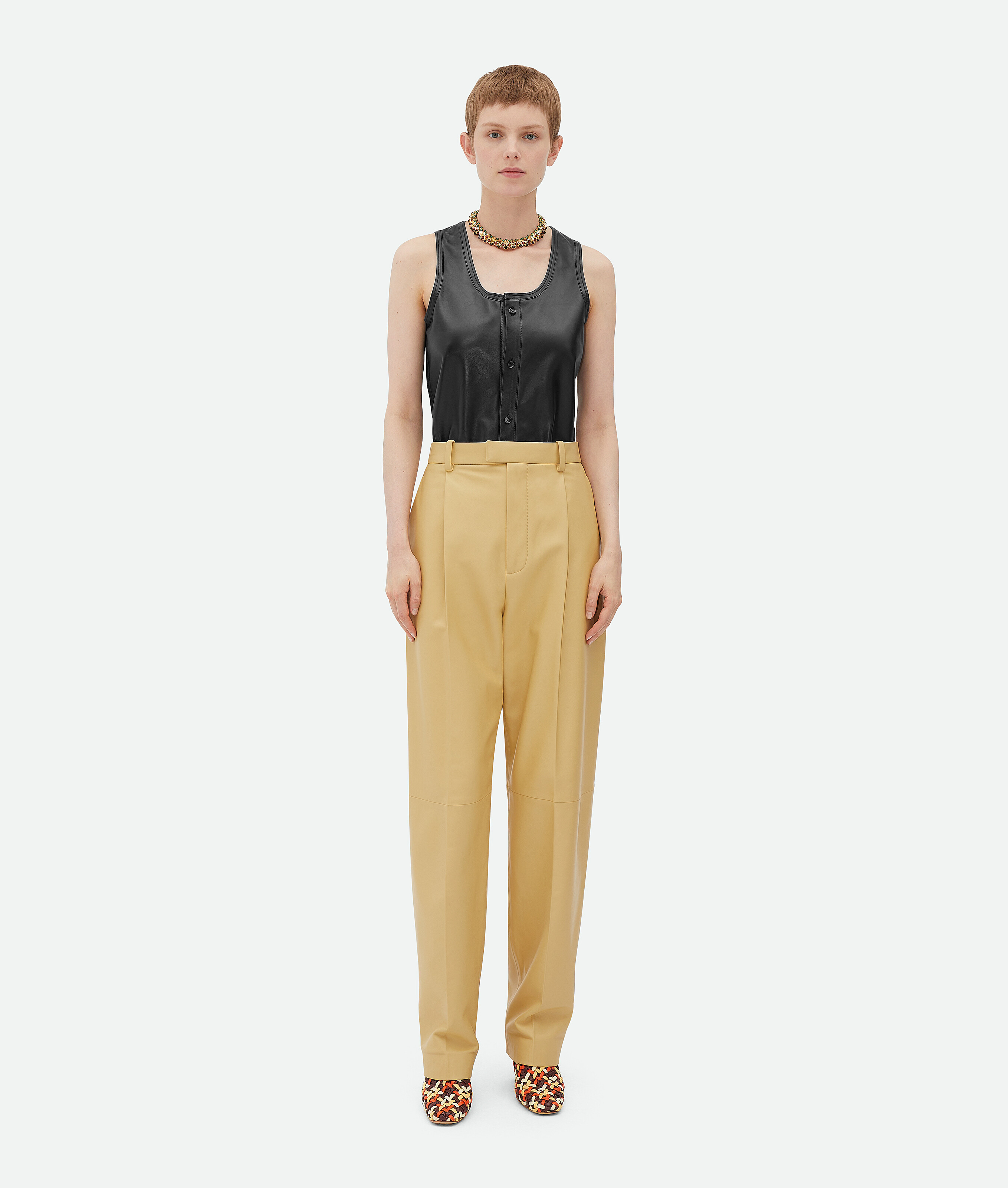 

Кожаные широкие брюки Bottega Veneta