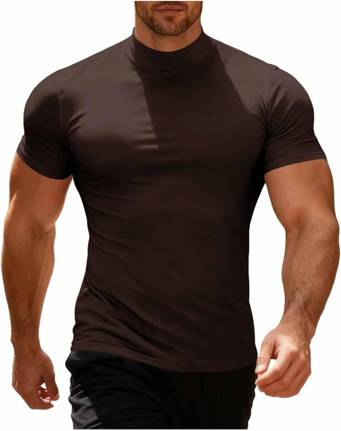 

Мужская летняя футболка Stretch Slim Fit с коротким рукавом и водолазкой