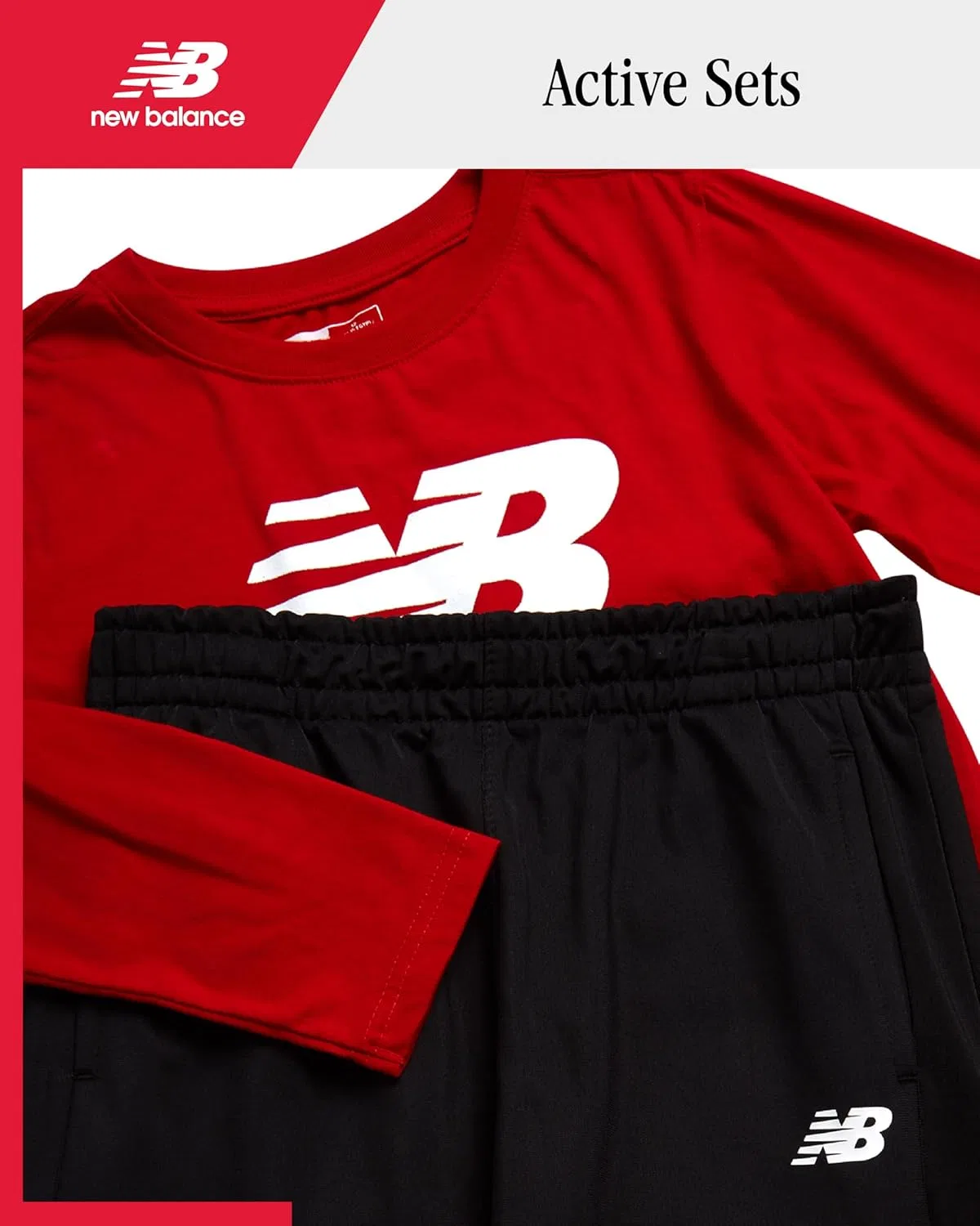 Детский спортивный костюм из 2 предметов New Balance, красный/черный — фото 3