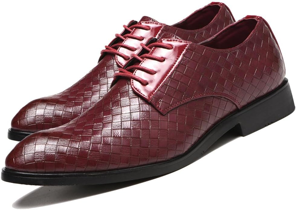 

Мужские классические туфли с шнуровкой и заостренным носком, оксфорды, деловые формальные свадебные туфли Odipon, бордовый