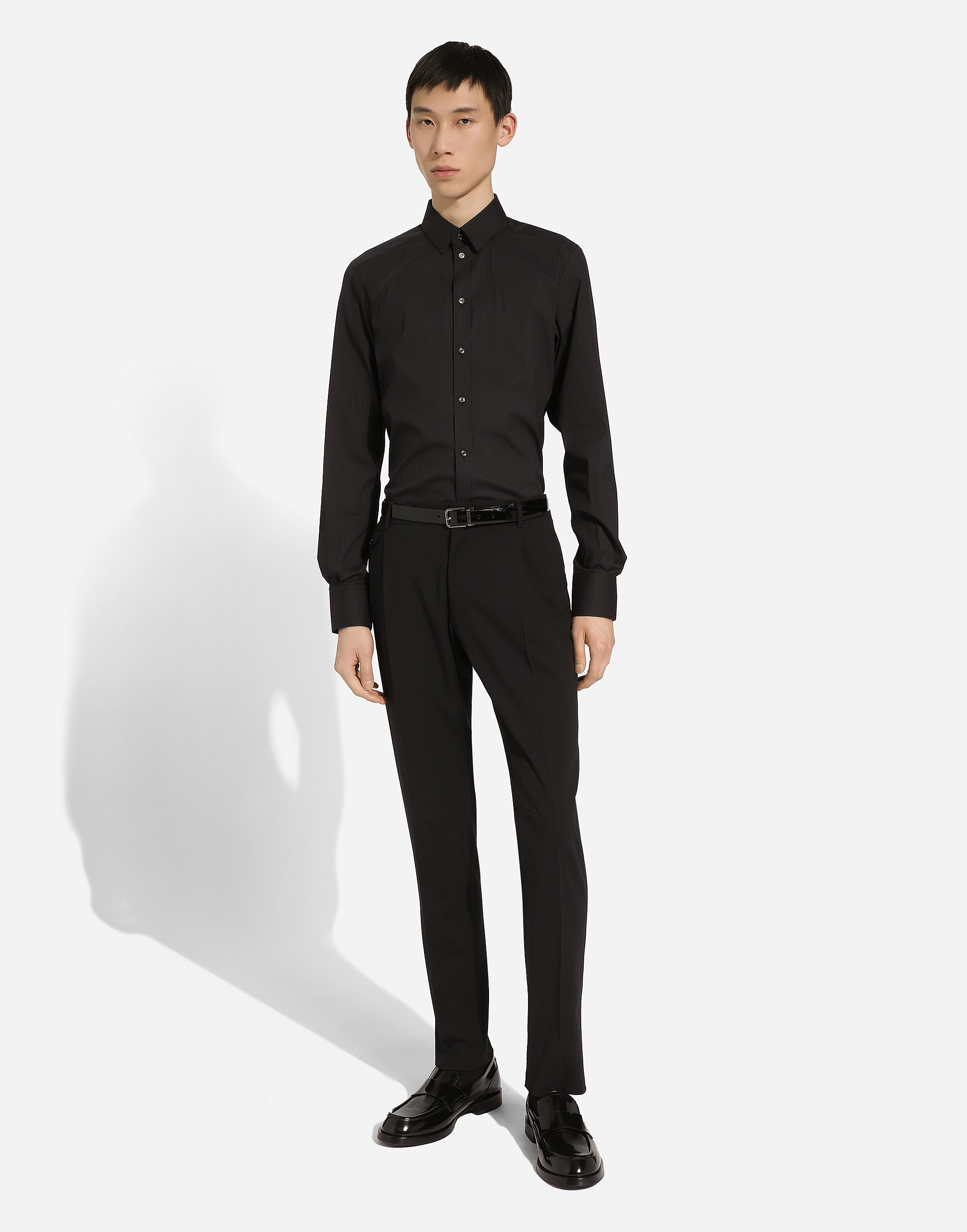 Рубашка gold-fit из эластичного хлопка Dolce & Gabbana, черный — фото 2