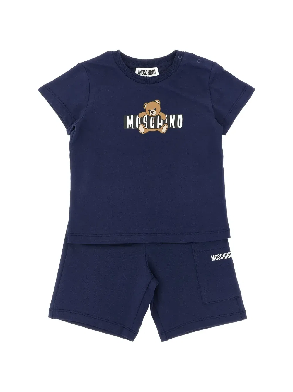 Комплект из футболки и шорт с принтом Moschino, синий