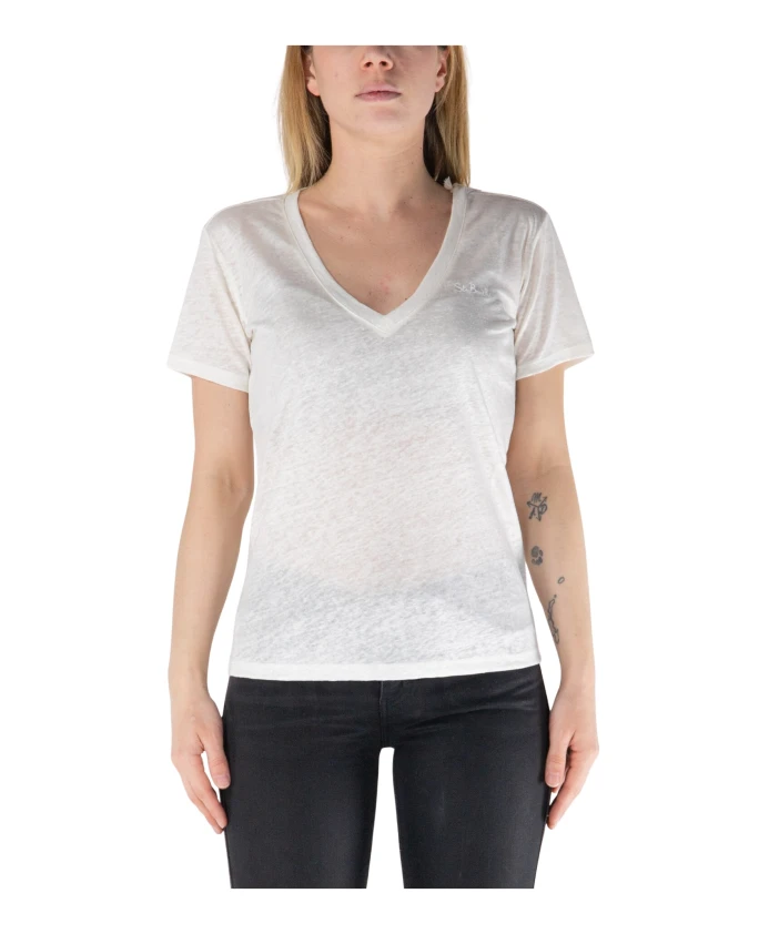 

Льняная футболка с V-образным вырезом «Элоиз» Mc2 Saint Barth, белый