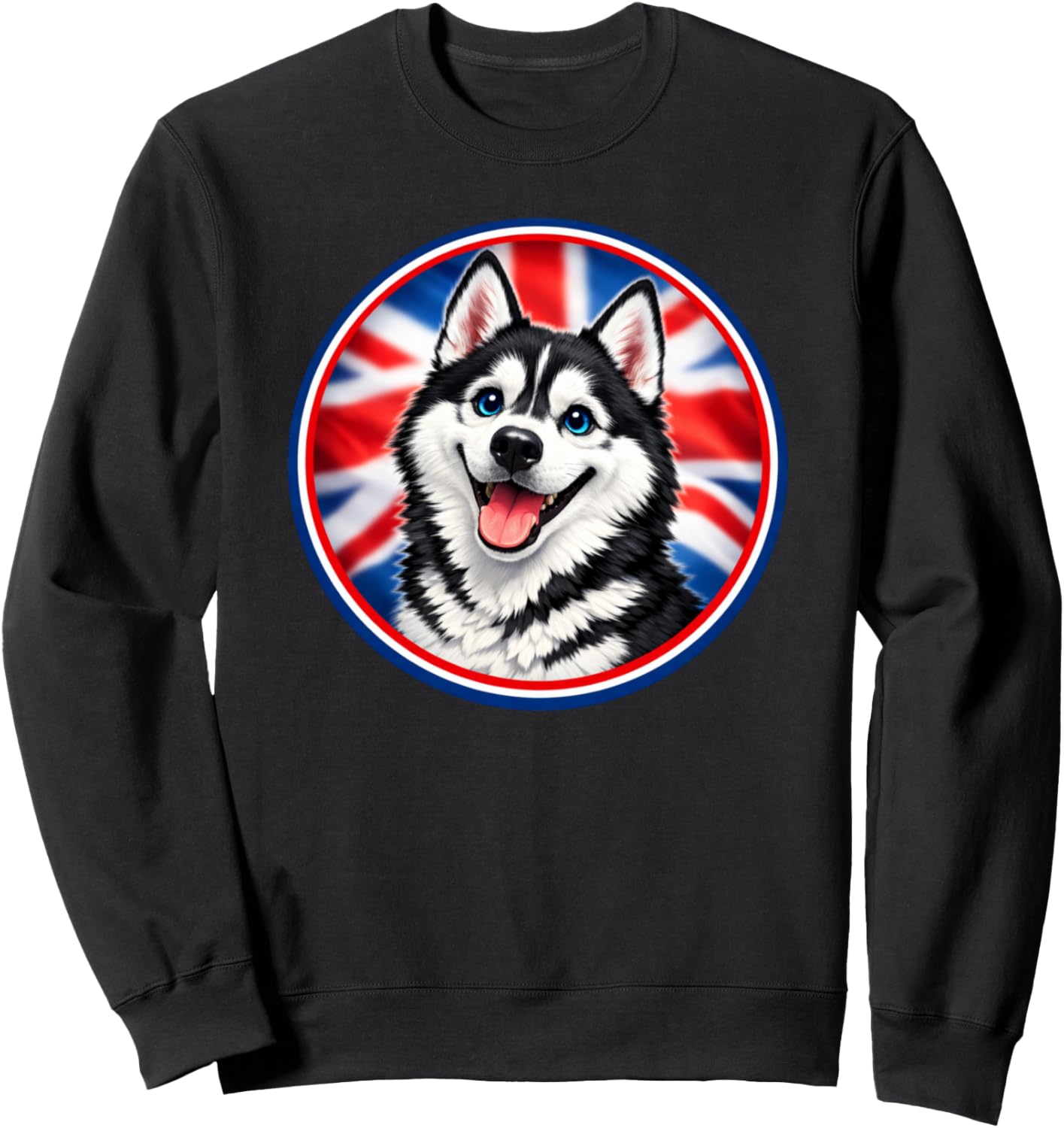 

Толстовка, Милый и забавный щенок сибирской хаски с флагом Англии и Великобритании в толстовке Dogstars - Dogs, черный