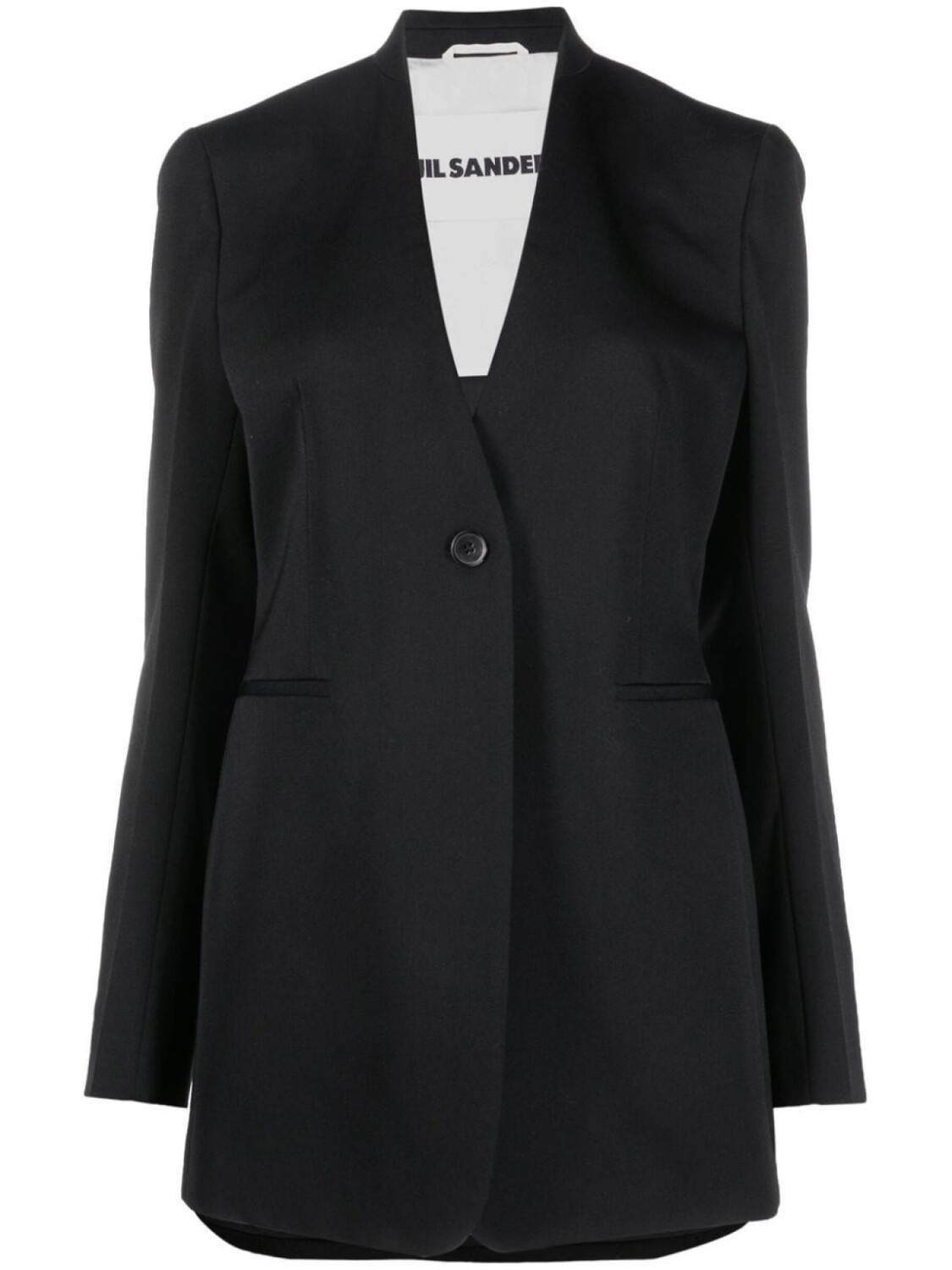 

Jil Sander однобортный блейзер без лацканов, черный