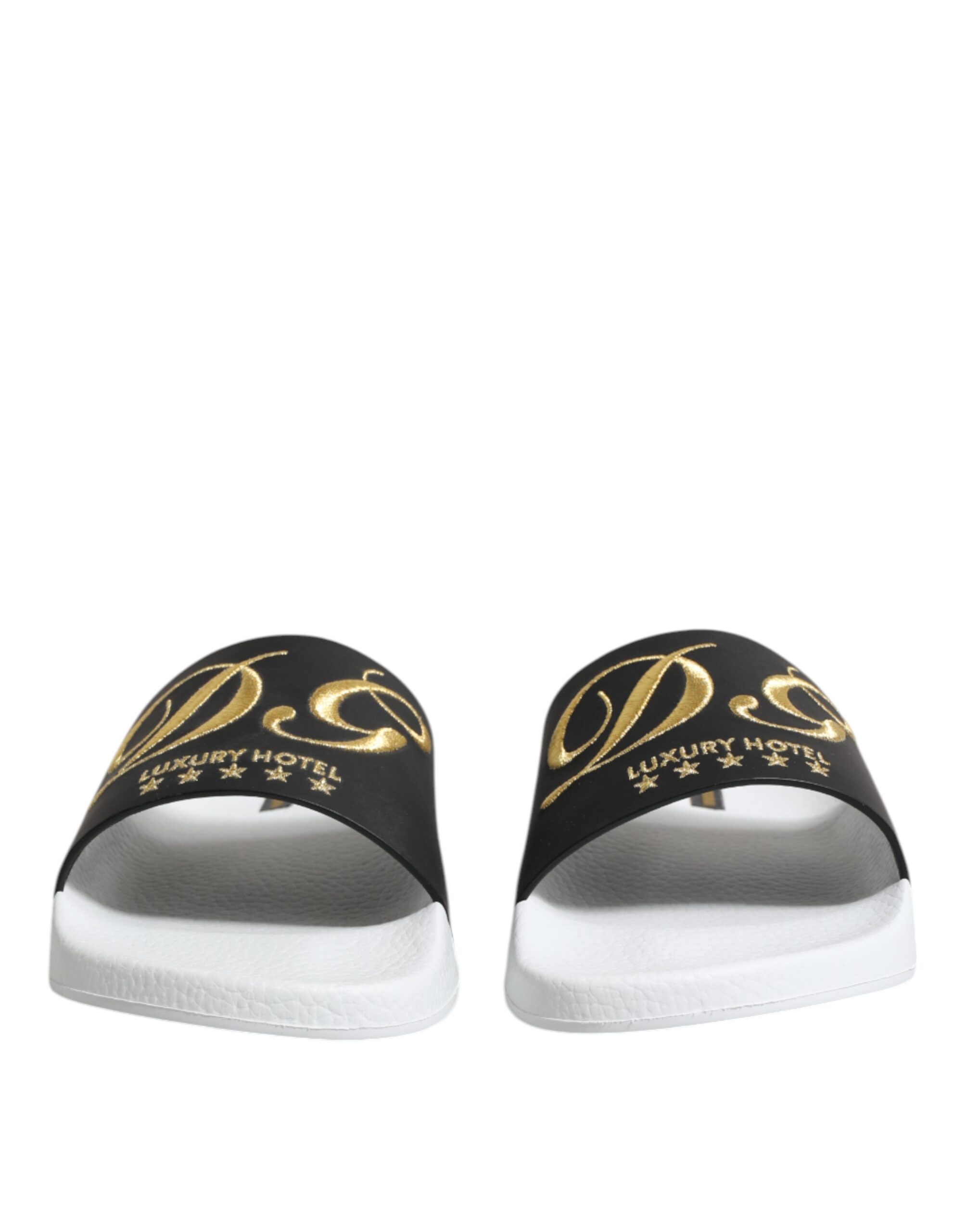 Бело-черные кожаные сандалии, пляжная обувь Dolce & Gabbana, черный/белый — фото 2