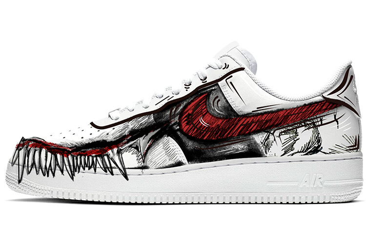 

Кроссовки Nike Air Force 1 Skateboard Shoes Men Low-Top Black White Red