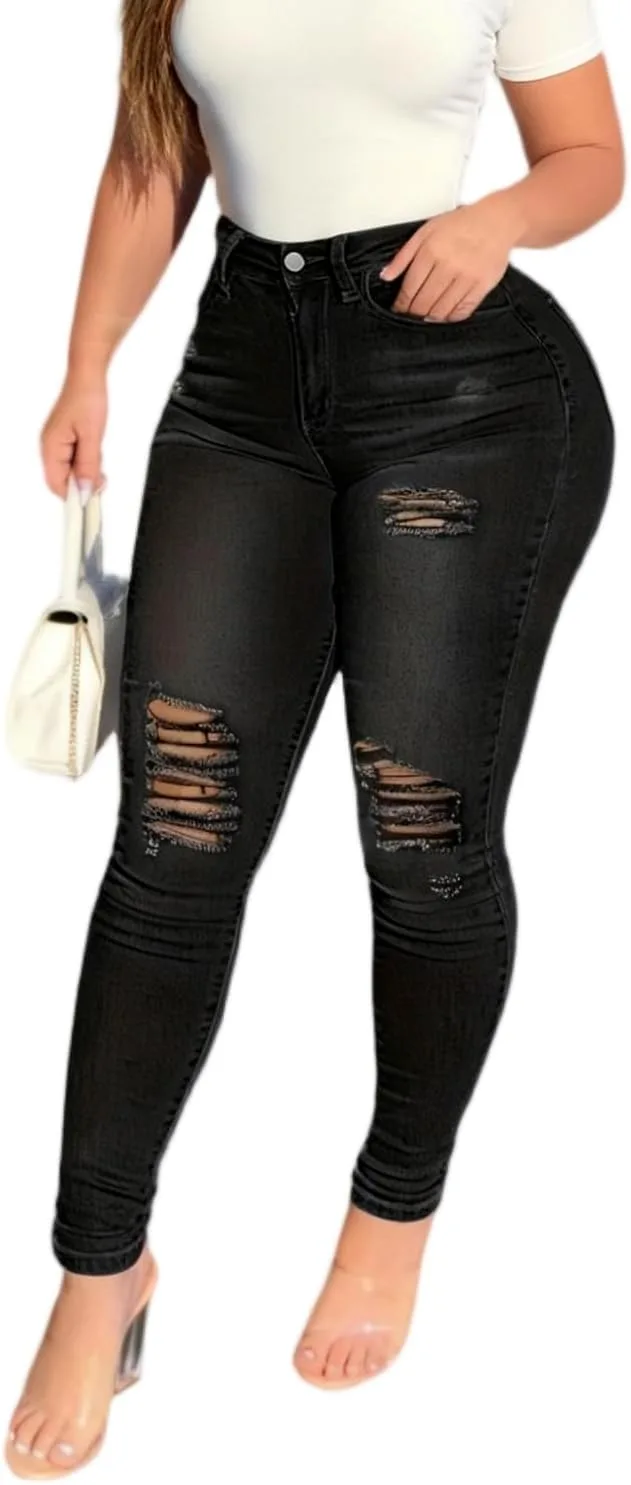 

Женские джинсы Ripped Skinny High Waisted Stretch с эффектом подтяжки WGXWGX