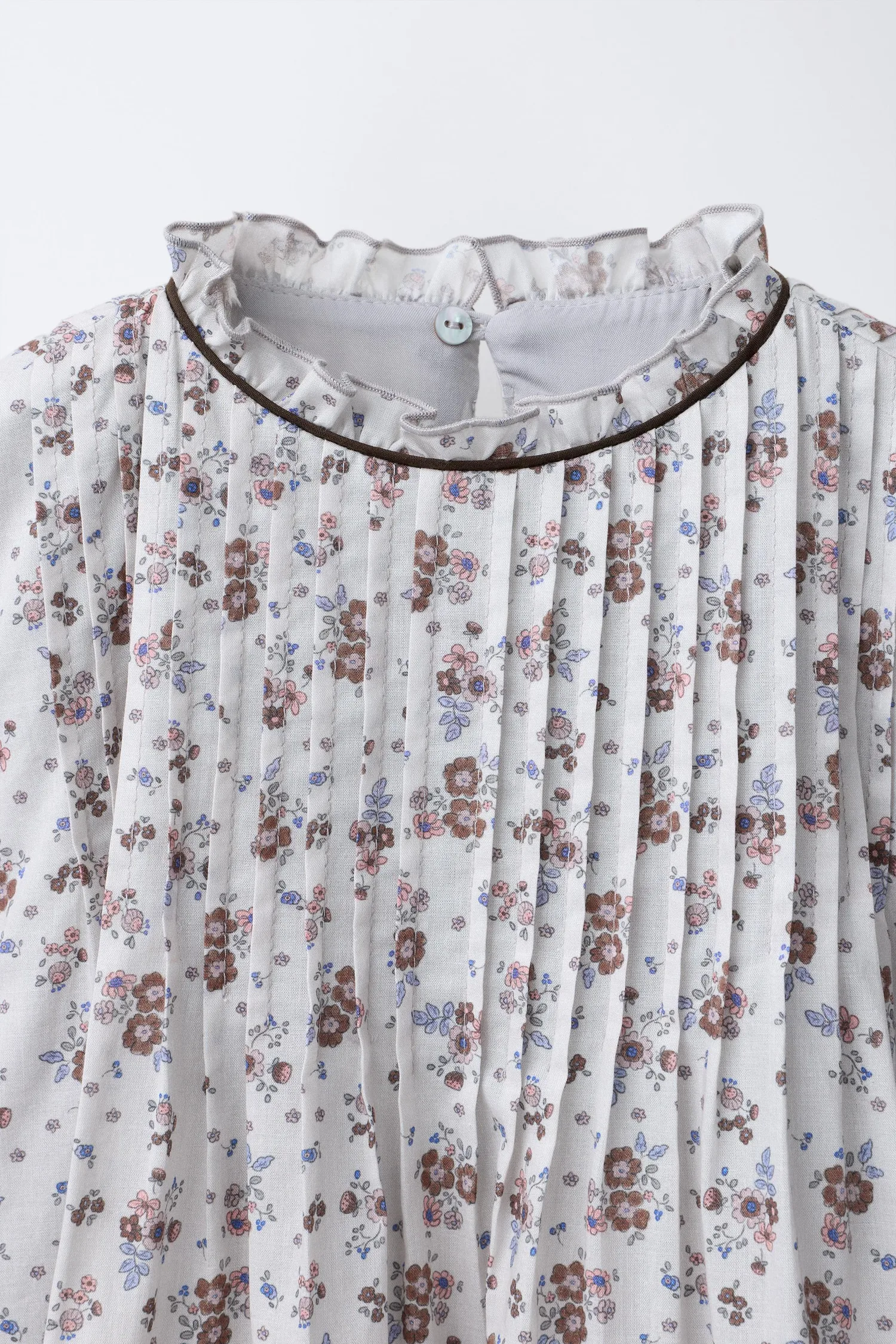 Платье с цветочным принтом и защипами Zara, серый — фото 3