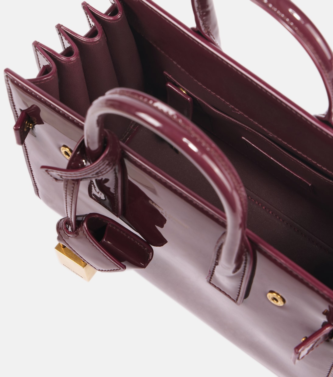 Сумка Sac De Jour Nano из лакированной кожи Saint Laurent, Dark Red Wine — фото 3
