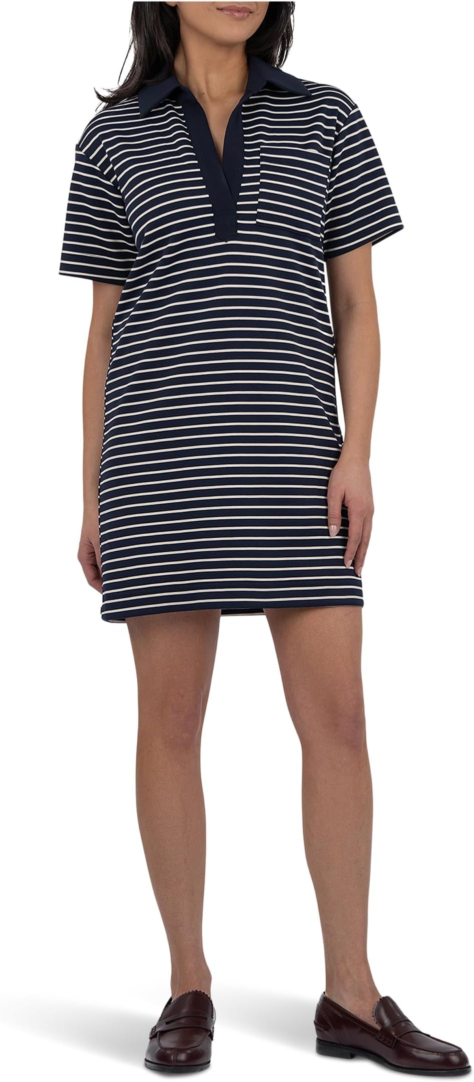

Платье KUT from the Kloth Daphne Short Sleeve Fold Dress, Navy/Ivory