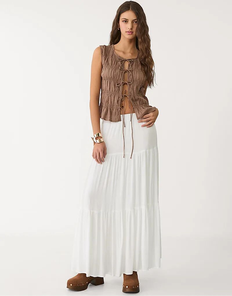 

Юбка миди Stradivarius Petite boho белого цвета