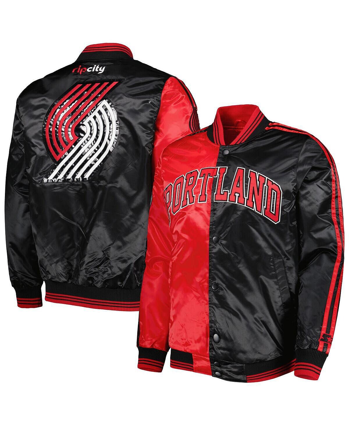 

Мужская красно-черная атласная куртка с застежкой на пуговицах Portland Trail Blazers Fast Break Starter