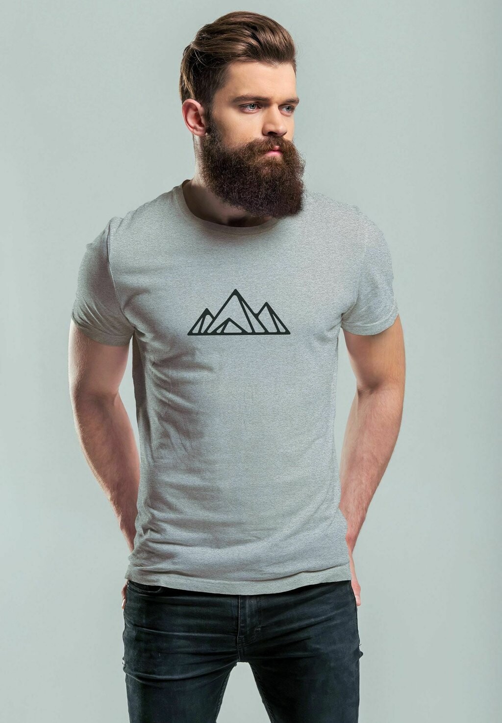 

Футболка с принтом BERGWANDERUNG POLYGON DESIGN OUTDOORMODE Neverless, серый