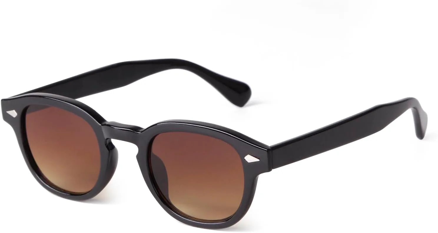 

Солнцезащитные очки ADE WU в стиле ретро, ​​круглые, для женщин и мужчин, винтажные, в маленькой круглой оправе, тонированные, унисекс, стильные, 46 мм, Black / Brown