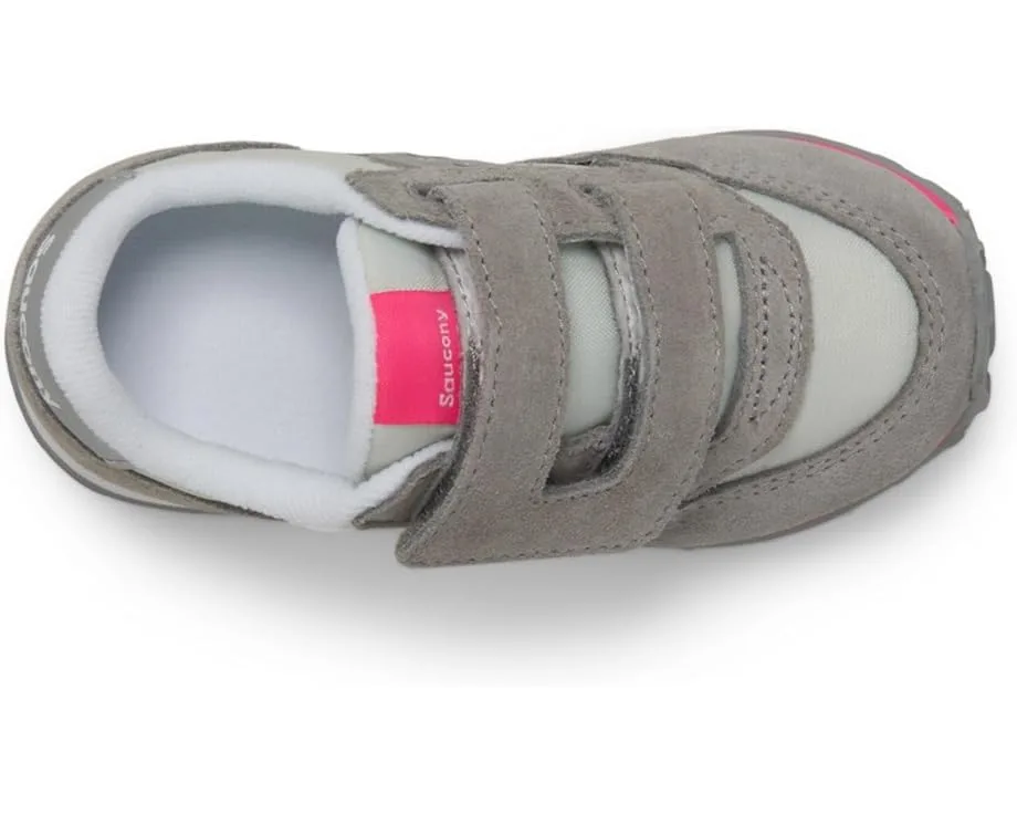 Кроссовки Saucony Kids Originals Jazz Hook & Loop Sneaker (Toddler/Little Kid), Grey/Silver/Pink — фото 2