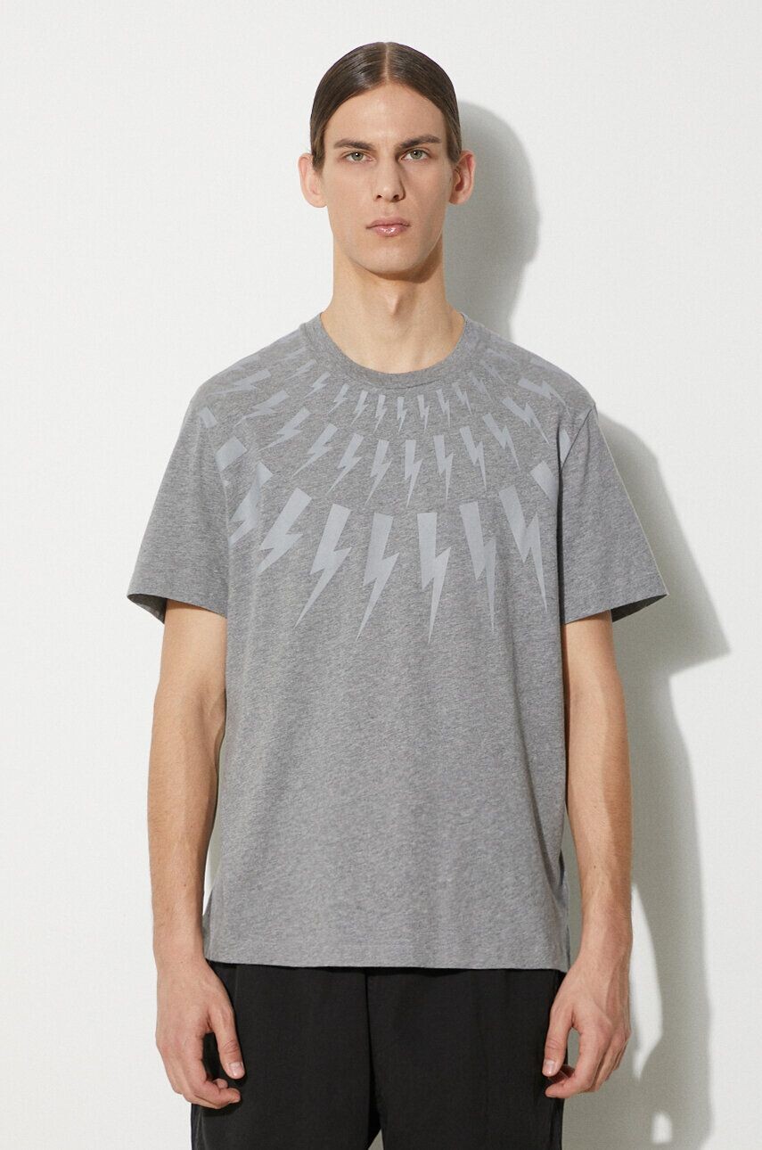 

Хлопковая футболка Fairisle Thunderbolt Slim Neil Barrett, серый