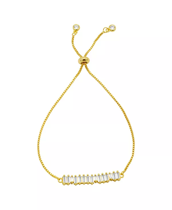 

Браслет-Боло с позолотой 14 карат и хрустальной планкой огранки «багет» Adornia, gold