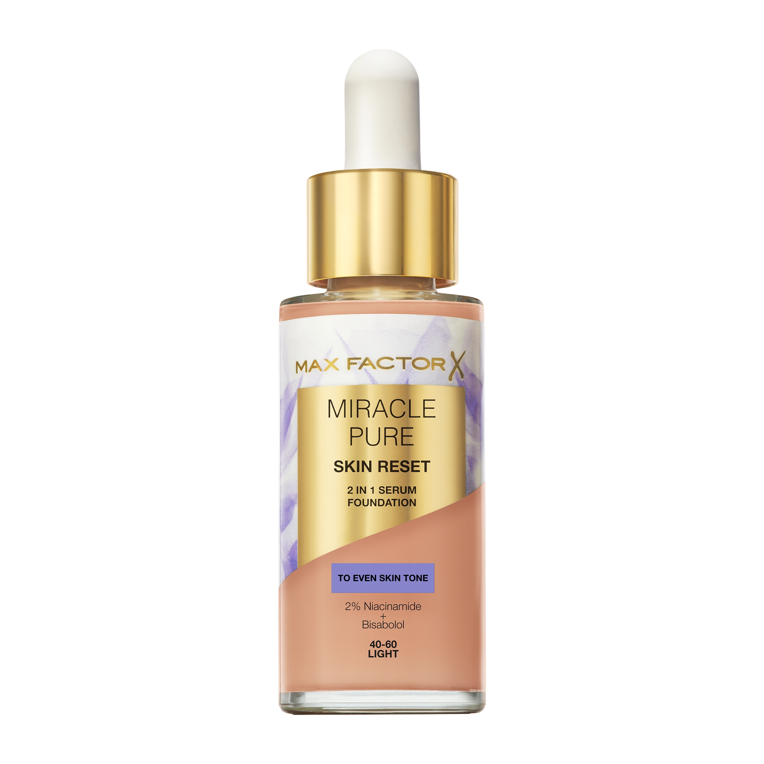 

Жидкая основа miracle pure skin reset 2in1 serum foundation Max Factor, цвет nr. 40-60 light, 30 мл