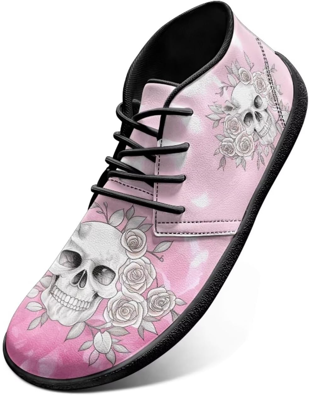 

Мужские кроссовки для кросс-тренинга с резиновой подошвой и широким носком, принтом в виде черепов Watdotory, светло-розовый