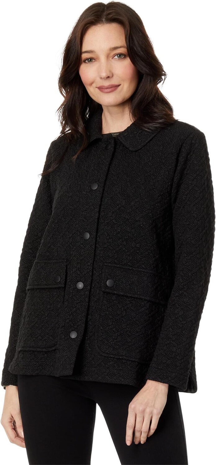 

Куртка Shine Through Quilted Knit Jacket w/ Snap Closure Elliott Lauren, черный