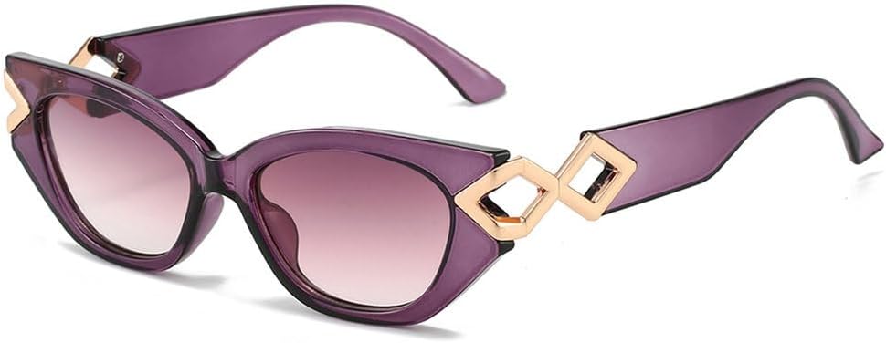 

Модные солнцезащитные очки «кошачий глаз» с градиентными линзами, персонализированной оправой в виде скрепки, роскошным декором, защитой от УФ-излучения UV400 LVTFCO, Purple Purple