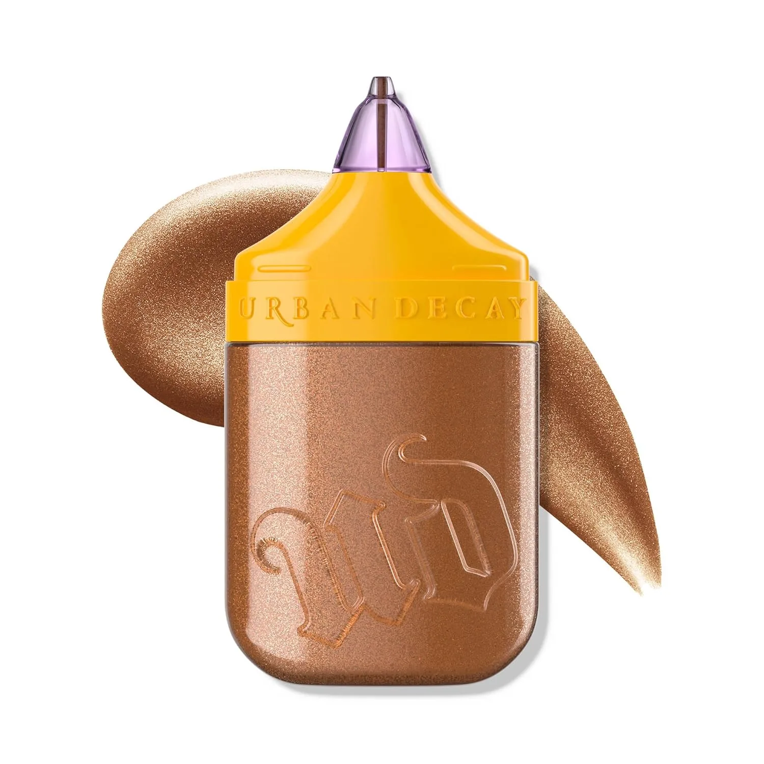 Urban Decay Face Bond Luminizer, водостойкий жидкий хайлайтер + бронзер для всего лица, глаз и тела, сияющий макияж с 3% ниацинамида, устойчивый к размазыванию и переносу - 1 жидкая унция, Half Baked (warm bronze gold)