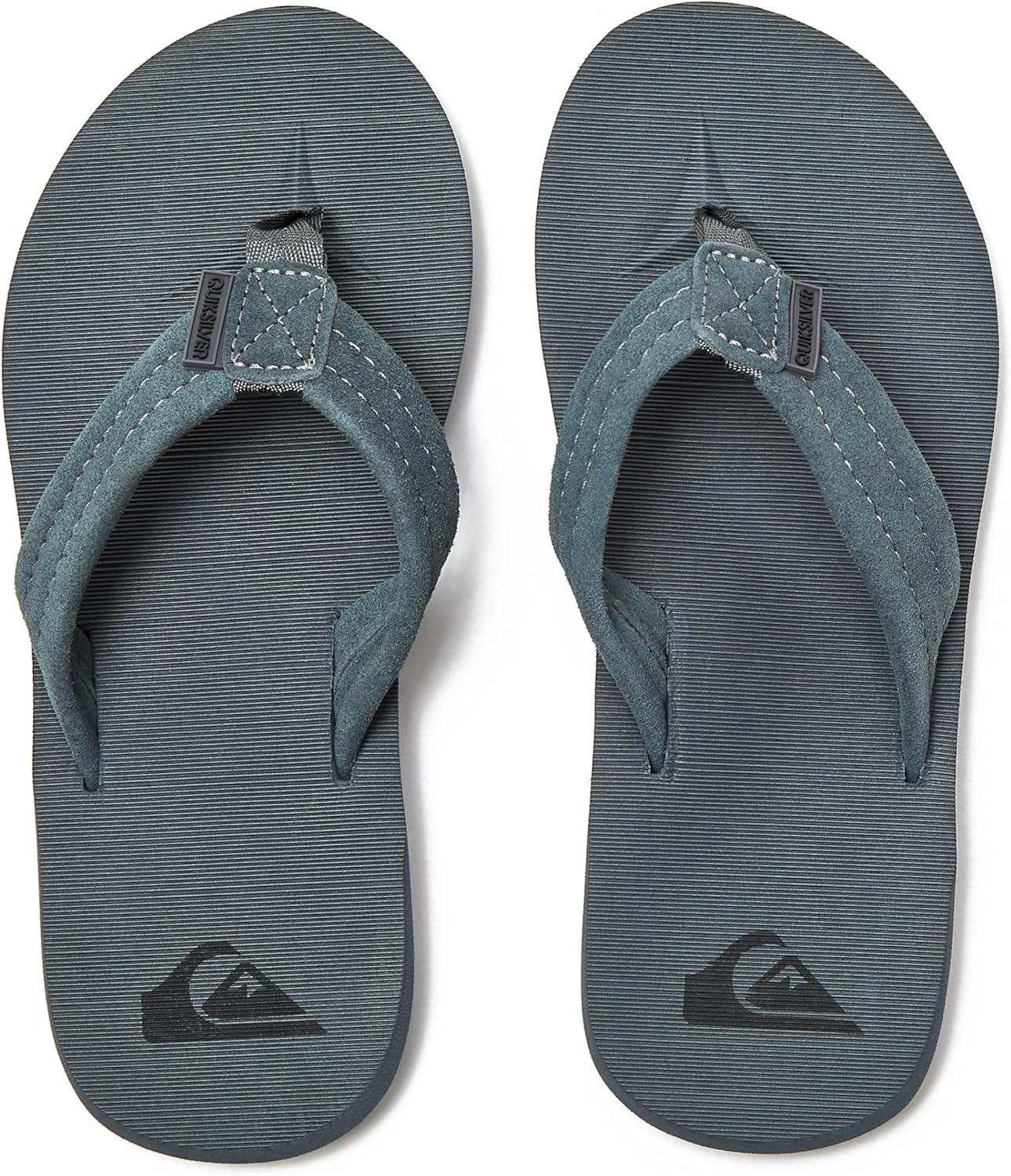 Детские шлепанцы Quiksilver Carver Suede с фиксирующим ремешком, черный/серый — фото 4