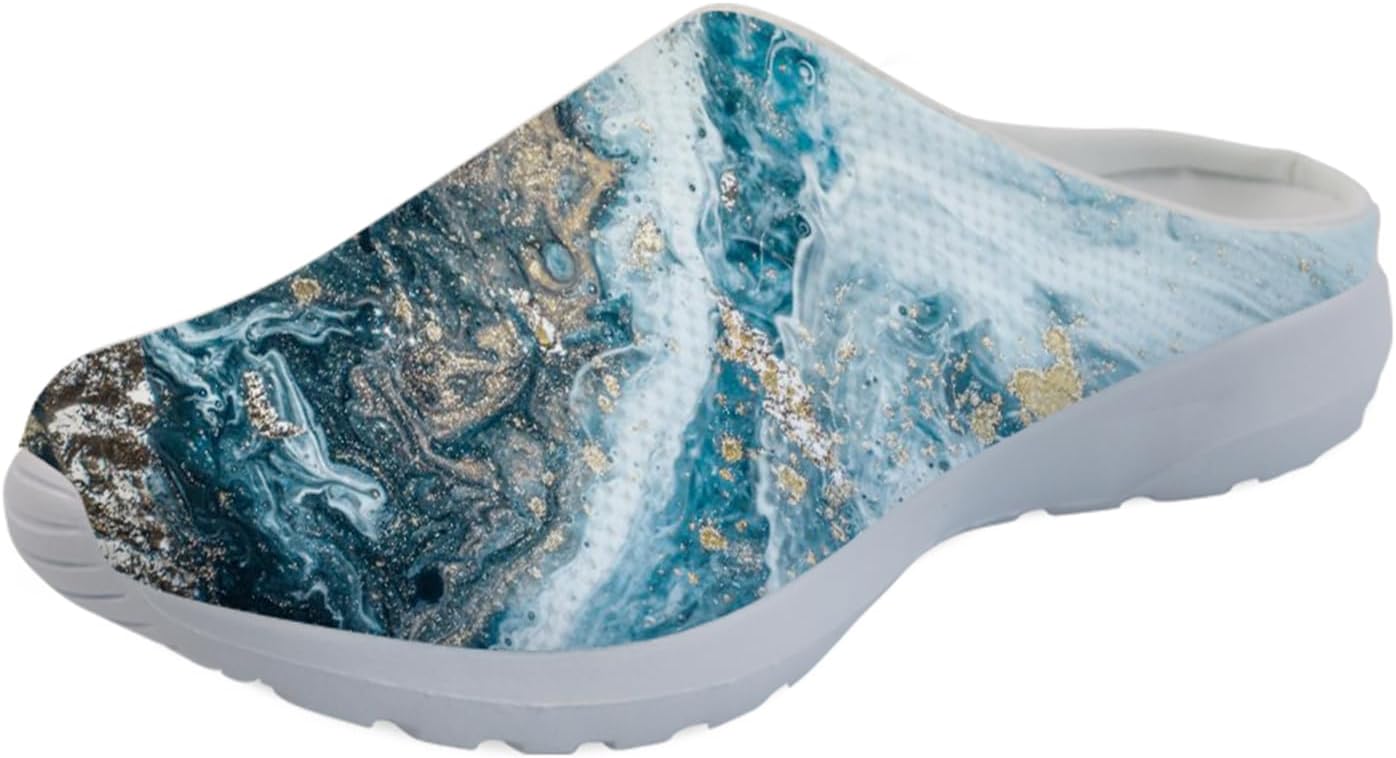 

GLENLCWE Blue Dolphin Butterfly Мужские садовые сабо, женские слоги с мягкой сеткой Mules Сандалии для ходьбы Легкая обувь для медсестры, голубой