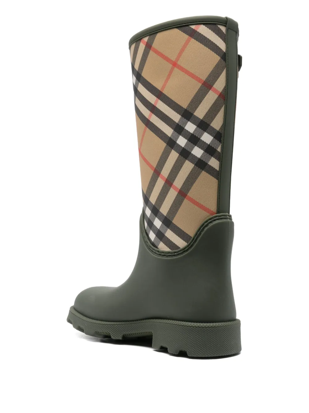 Клетчатые резиновые сапоги BURBERRY, зеленый — фото 3